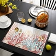 thumbnail image 3 of Red Coral Coastal Placemats Set of 6, Summer Beach Shells Starfish Ocean Placemats for Dining Table, Place Mats for Kitchen Tabletop, Waterproof Wipeable Dining Table Mats Set, 3 of 9