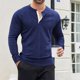 thumbnail image 1 of pstuiky manga larga para hombre, Blusa/camisa informal y moderna de color liso con cuello redondo y botones en bloques de color para hombre top de hombre m, 1 of 9