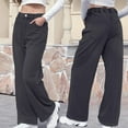 thumbnail image 2 of IYYVV Oversized Sweatpants Jeans Women Soft High Waisted Wide Leg Jeans Comfy Boyfriend Denim Sweatpants with Pocket Dark Gray L, 2 of 5