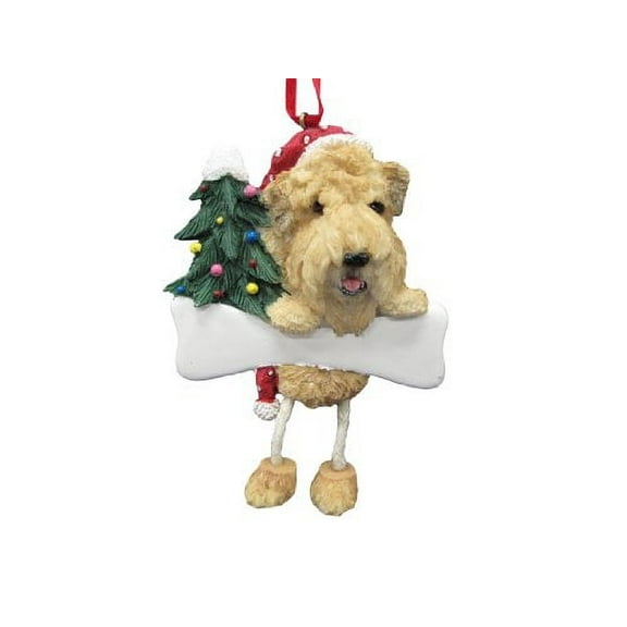 Soft Coated Wheaten Ornament "Dangling Legs" Hand Painted Easily Personalized