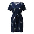 thumbnail image 4 of Vestido holgado con estampado floral de manga corta con cuello redondo casual para mujer con bolsillo Pompotops  ghjkhdj10975, 4 of 5