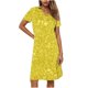 thumbnail image 4 of Vestido Corto de Manga Larga para Mujeres Brillante Impresión Cuello en V Suelto Cómodo, Vestido de Moda de Malla para Fiesta Y Ocasional, 4 of 7