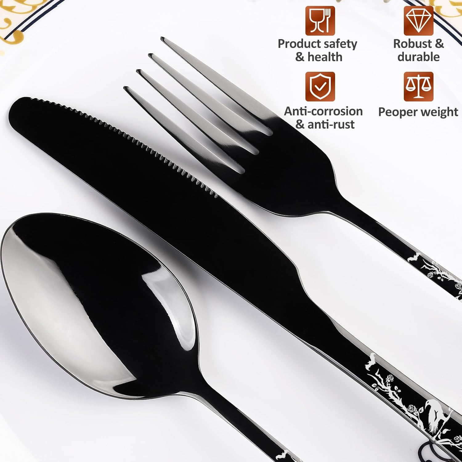LIANYU 8-Piece Stainless Steel Serving Utensil Set - Mirror Finish, Slotted Spoons, Forks, Dishwasher Safe