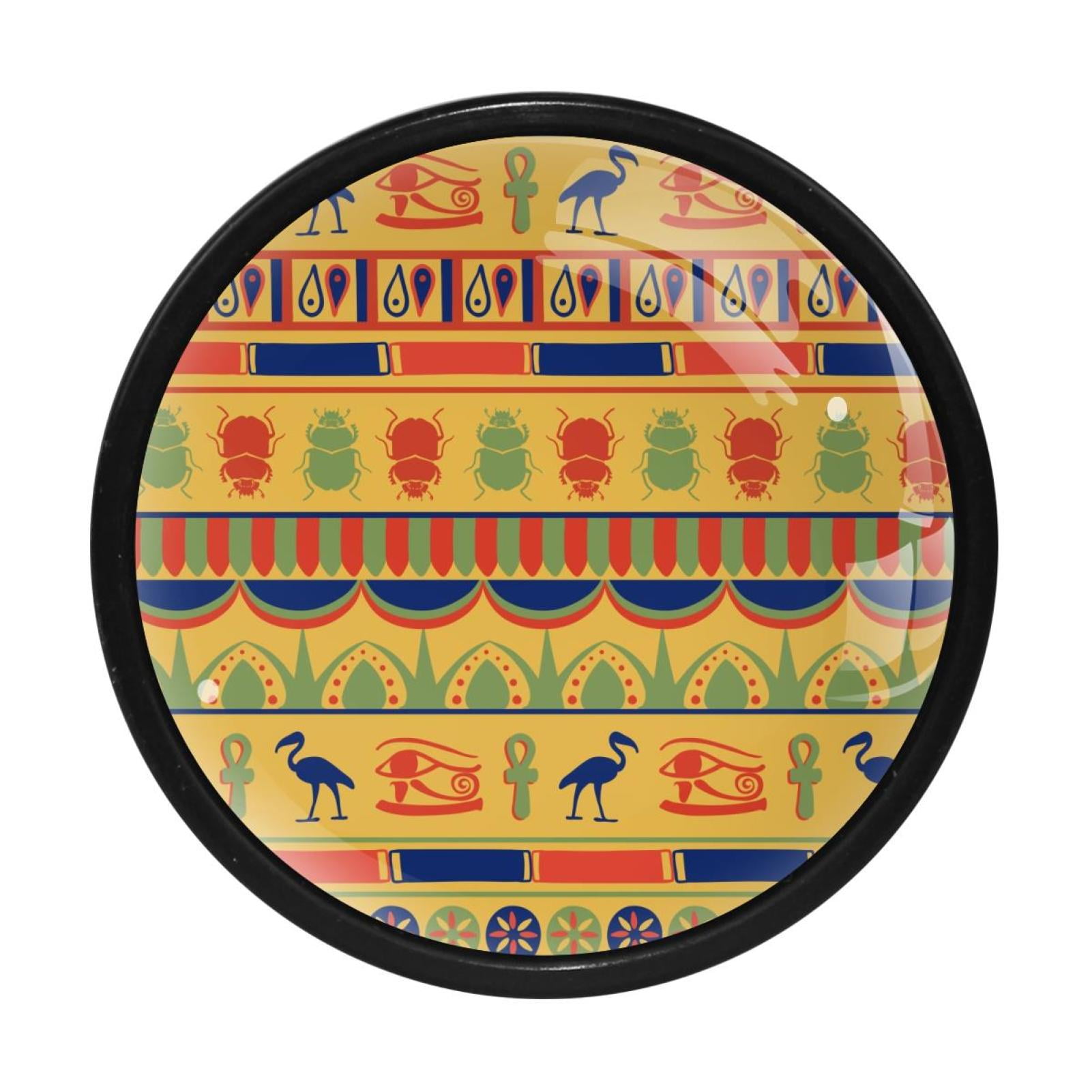 4 Pcs Egyptian Hieroglyphics Knobs for Kitchen Cupboard Dresser