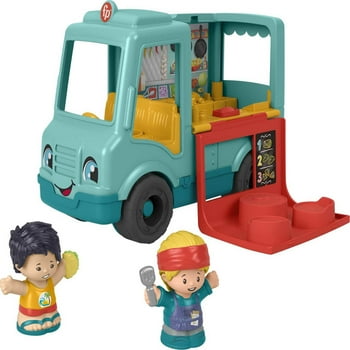 Fisher-Price Little People Food Truck Toy with Music Sounds and 2 Figures, Toddler Pretend Play