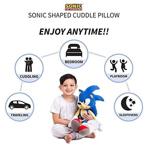 Franco Kids Bedding Super Soft Plush Cuddle Pillow Buddy, One Size, Sonic The Hedgehog