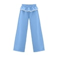 thumbnail image 5 of Women's Ruffle Waist Wide Leg Pants Elastic Lace Trim Lounge Trousers Loose Casual Streetwear Bottoms, S, 5 of 7