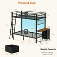 thumbnail image 3 of ARICOEASY Twin Over Twin Bunk Bed with Desk and 3 Storage Drawers, Metal Bunk Beds with Power Outlets and LED Lights, Black, 3 of 9