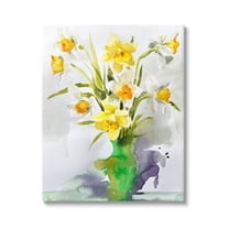 Stupell Industries Modern Daffodils Vase Botanical & Floral Painting Gallery Wrapped Canvas Print Wall Art, 24 x 30