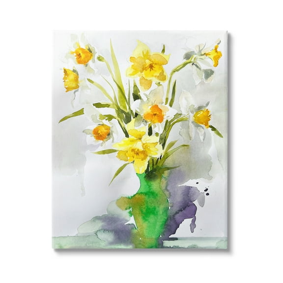 Stupell Industries Modern Daffodils Vase Botanical & Floral Painting Gallery Wrapped Canvas Print Wall Art, 24 x 30