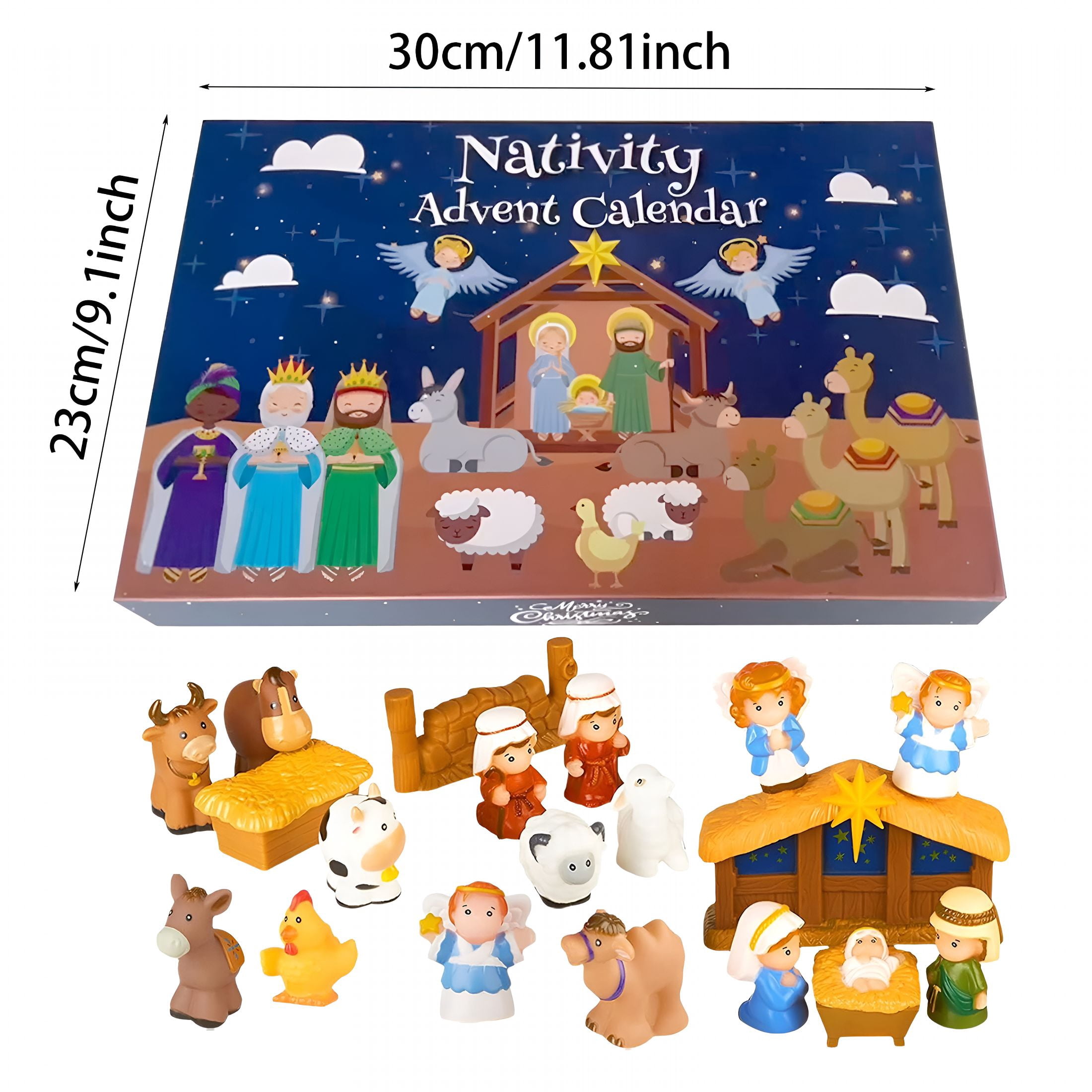 BESTSKY 2026 New Nativity Advent Calendar 2026 Kids,Christmas Story Nativity Playset Christian Advent Calendar for Toddlers,Kids,Girls,25Pcs Nativity Scene Set Toys for Children Ages 1 2 3 4 5 6+