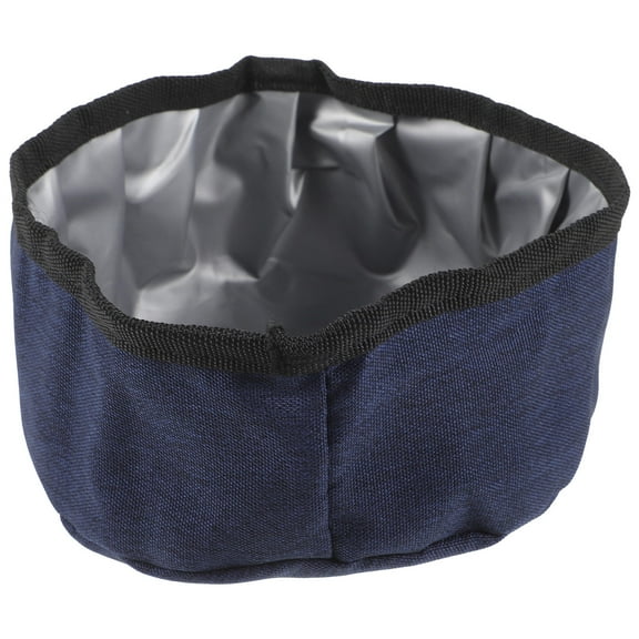 Pretyzoom Dark Blue Waterproof Oxford Cloth Foldable Dog Bowl for Outdoor Travel Portable Pet Feeder