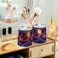 thumbnail image 3 of Yayeee 2 Pack Qtip Holder Bathroom Cotton Swab Canister with Lid Clear Dispenser Set, Night Purple Road, 3 of 6