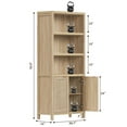 thumbnail image 3 of SICOTAS Rattan 5 Tier Bookcase Set, Natural 5 Shelf Library Bookcase for Home Office, 3 of 8