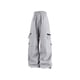 thumbnail image 4 of Amzcrzy Pantalones cargo para mujer: color liso, pierna ancha, múltiples bolsillos, transpirables, holgados y cómodos, resistentes al agua, con cremallera, tallas M-2XL. Gris, 4 of 4
