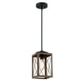 thumbnail image 6 of 1-Light Cage Mini Pendant Light with Matte Black and Barnwood Accents, 6 of 8