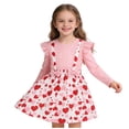thumbnail image 1 of Vestido de manga larga con cuello redondo para niña, vestido de manga larga con cuello redondo y estampado de corazones, falda acampanada, vestido de princesa de dos piezas a la moda para niñas pequeñ, 1 of 6