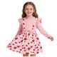 thumbnail image 1 of Vestido de manga larga con cuello redondo para niña, vestido de manga larga con cuello redondo y estampado de corazones, falda acampanada, vestido de princesa de dos piezas a la moda para niñas pequeñ, 1 of 6