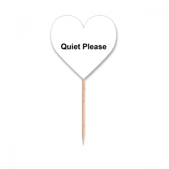 Quite Please Warning Symbol Pattern Toothpick Flags Heart Lable Cupcake Picks