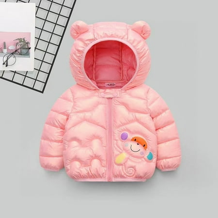 

FZM Christmas Toddler Boys Girls Winter Windproof Cartoon Monkey Prints Bear Ears Hooded Coat Jacket Kids Warm Outerwear