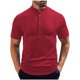 thumbnail image 2 of Blusa y camisa de manga corta con cuello alto para hombre, color liso, informal, con botones, de poliéster., 2 of 6