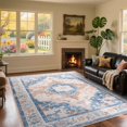 thumbnail image 2 of FULIE Bohemian Area Rug 4'x6'Rug Machine Washable for Living Room/Dining Room/Bedroom,Blue, 2 of 8