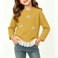 thumbnail image 6 of fatyb Girls Long Sleeve Tops Ruffle Hem T Shirts with Bow Kids Crew Neck Cute Blouses for 0-12 Years, 6 of 7
