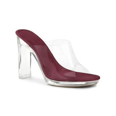

Allegra K Women s Sandals Block Heels Clear Platform Slides Sandals