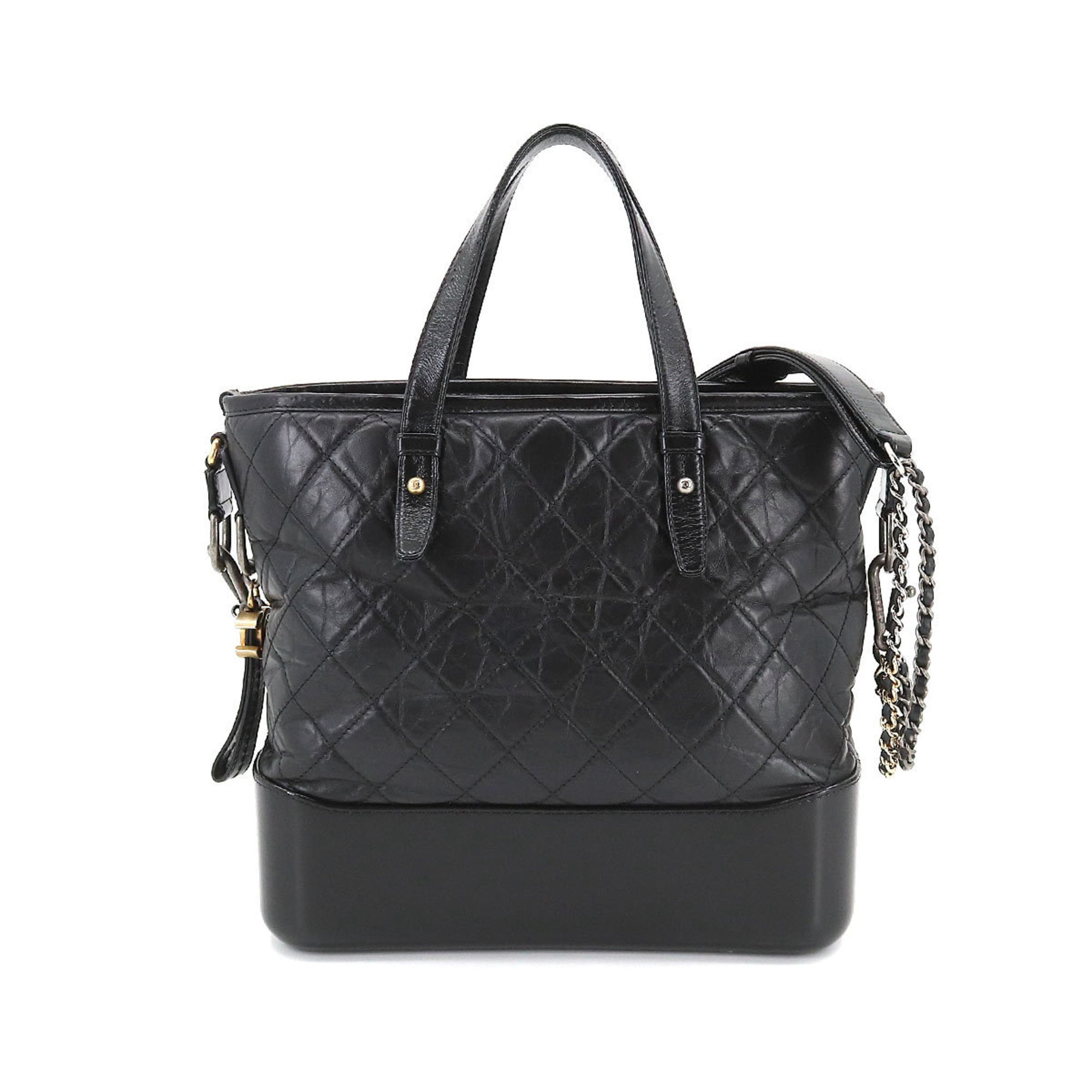 used Pre-owned Chanel Chanel Gabriel de 2way Hand Chain Shoulder Bag Leather Black A91876 Bag (Good), Adult Unisex, Size: (HxWxD): 27cm x 27.5cm x