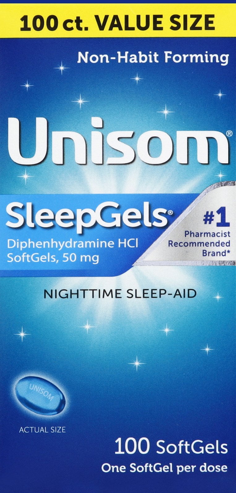 Unisom SleepGels Nighttime SleepAid Softgels, 100 Count