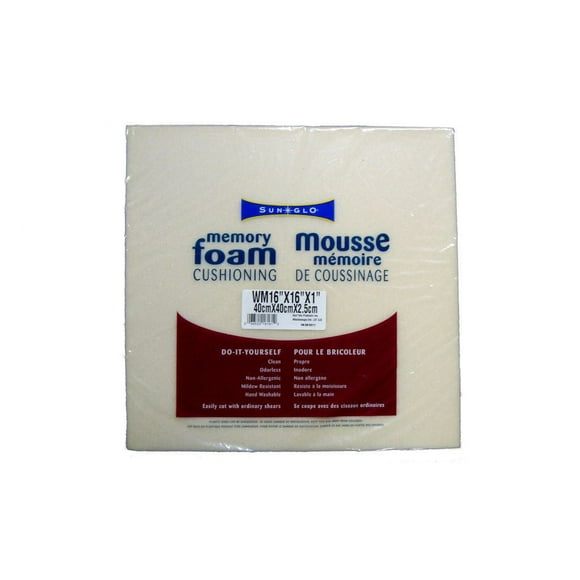 SunGlo Memory Foam Cushioning 16 X 16 X 1 Inches, Slab Memory Foam
