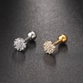 thumbnail image 1 of Pendientes pequeños de acero inoxidable con forma de bola y tornillo para mujer con forma de circón, 1 of 6