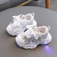 thumbnail image 2 of yboeqw Toddler Girls Hook and Loop Light‑Up Sneakers Sequin Bow Accent LED Flashing Sole Lightweight Non‑Slip Athletic Shoes for Little Girls Daily Wear, 2 of 7