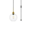 thumbnail image 3 of Home Decor Emett 1 Light Brass and Clear Glass Plug In Pendant, 3 of 6