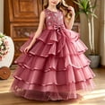 thumbnail image 5 of Zpanxa Girls Summer Dress Girls' Sleeveless Pink Embroidered Dress Bow Tulle Skirt Formal Holiday Flower Girl Gown, 5 of 9