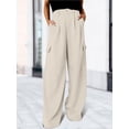 thumbnail image 4 of Surakey Cargo Pants for Women High Waist Wide Leg Pant Lounge Baggy Straight Leg Trousers Plain Solid Color Bottom, 4 of 7