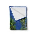 thumbnail image 2 of Ocean Soft Flannel Fleece Throw Blanket, Coastline Seascape Lagoon with Palm Leaf and Clouds Freedom Holiday Idyllic, Cozy Plush for Indoor and Outdoor Use, 70" x 90", White Blue Green, by Ambesonne, 2 of 5