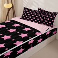 thumbnail image 3 of Manfei Twinkling Stars Print Polka Dot Zipper Full Size Comforter Sets with Fitted Sheet and 2 Pillowcases,Cute Cartoon Themed Zipper Bedding Set,Black Pink,Pink Reversible,4pcs, 3 of 8