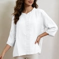 thumbnail image 2 of Women Shirts Neck Embroidered Short Sleeve Casual Blouse Top Holiday Gathering Daily Casual Outfit, 2 of 6