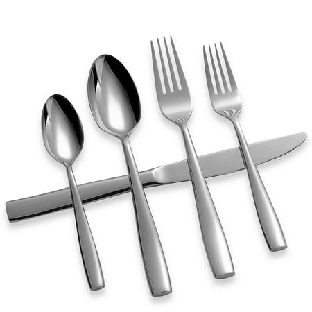 

Supreme 20-Piece 18/8 Stainless Steel Flatware Set with Placid Style Handle Service for 4 Include Knives/Forks/Spoons/Teaspoons/Salad Forks Mirror Polished Dishwasher Safe