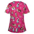 thumbnail image 2 of Tops de trabajo para mujer SCZ manga corta cuello en V rosa fuerte Talla 2XL, 2 of 3