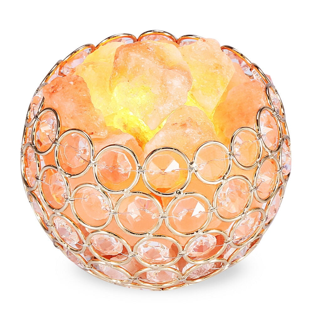Himalayan Salt Lamp Crystal Sea Salt Rock Lamp Bowl Metal Base,Dimmable