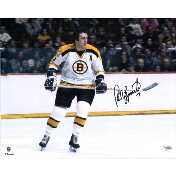 Phil Esposito Boston Bruins Autographed 16" x 20" White Jersey Skating Horizontal Photograph - Fanatics Authentic Certified