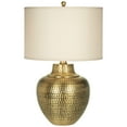 thumbnail image 2 of Franklin Iron Works Rustic Farmhouse Table Lamp 27" Tall Hammered Antique Brass Cream Linen Drum Shade for Living Room Bedroom Nightstand, 2 of 7