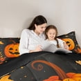 thumbnail image 4 of Feelyou Halloween Pumpkin Child Bedding Comforter Set 7 Pieces, Autumn Leaf Full Bedding Set, Black Orange Reversible Fitted Sheet Flat Sheet, Lightweight Room Decor, 4 of 7