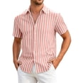 thumbnail image 2 of COSFO Casual Button Down Shirts for Men Summer Short Sleeve Striped Shirt Vacation Classic Fit Beach Collared Men's Shirts 4xl, 2 of 5