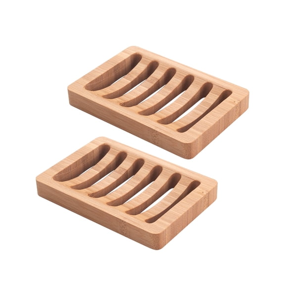 Soap Holder Soap Dish, Bamboo Soap Dish, 2 Pack Wood Soap Holder, Bar Soap Holder for Shower, Soap Tray Self Draining, Soap Saver for Shower, Bathroom, Kitchen, Home(Natural Color)