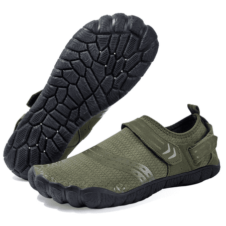 

Water Shoes for Men Quick Dry Wide Toe Aqua Shoes Adjustable Barefoot Sock for Swim Beach River Pool Surf Green Size 7.5