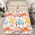 thumbnail image 2 of Homewish Colorful Cartoon Mushroom Twin Sheet Sets,Tropical Botanical Plant Twin Fitted Sheet,Pink Blue Orange Flat Sheet For Girls Teens,Ultra Soft Home Decor,3 Pieces, 2 of 7