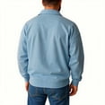 thumbnail image 3 of Domuza Quarter Zip Pullover Men Distressed Washed Long Sleeve Cotton Sweatshirt Fall Winter Lapel Casual Relaxed Fit Solid Pullover Sky Blue_006 2XL, 3 of 3